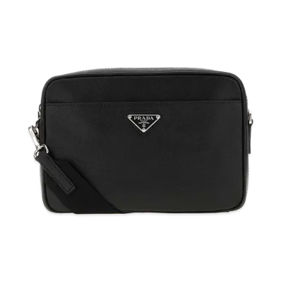 PRADA Saffiano Leather Shoulder Bag "Black"
