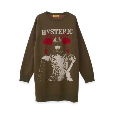 HYSTERIC GLAMOUR EP Berry Hys Jacquard Dress "Khaki"
