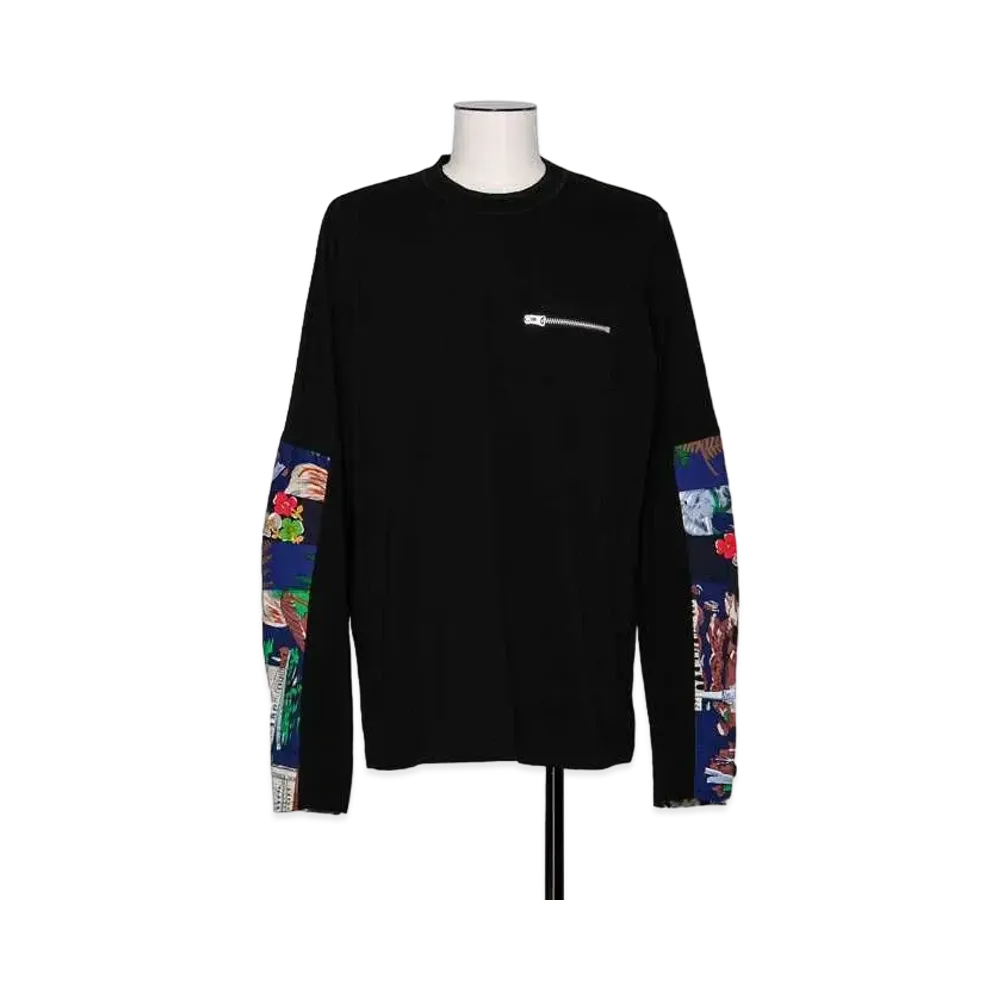 sacai Archive Print Mix Long Sleeve T-Shirt "Black Blue"