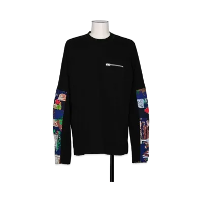 sacai Archive Print Mix Long Sleeve T-Shirt "Black Blue"