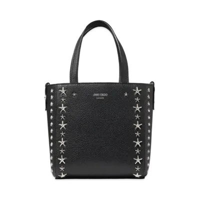 Jimmy Choo Mini Pegasi Soft Grainy Calf Leather Mini Handbag With Star Studs "Silver/Black"