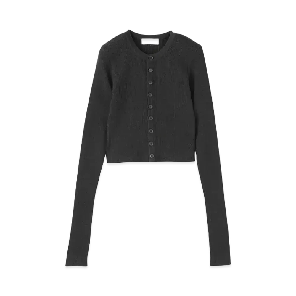 Ron Herman 15th Anniversary AURALEE Silk Giza Rib Short Cardigan "Black"