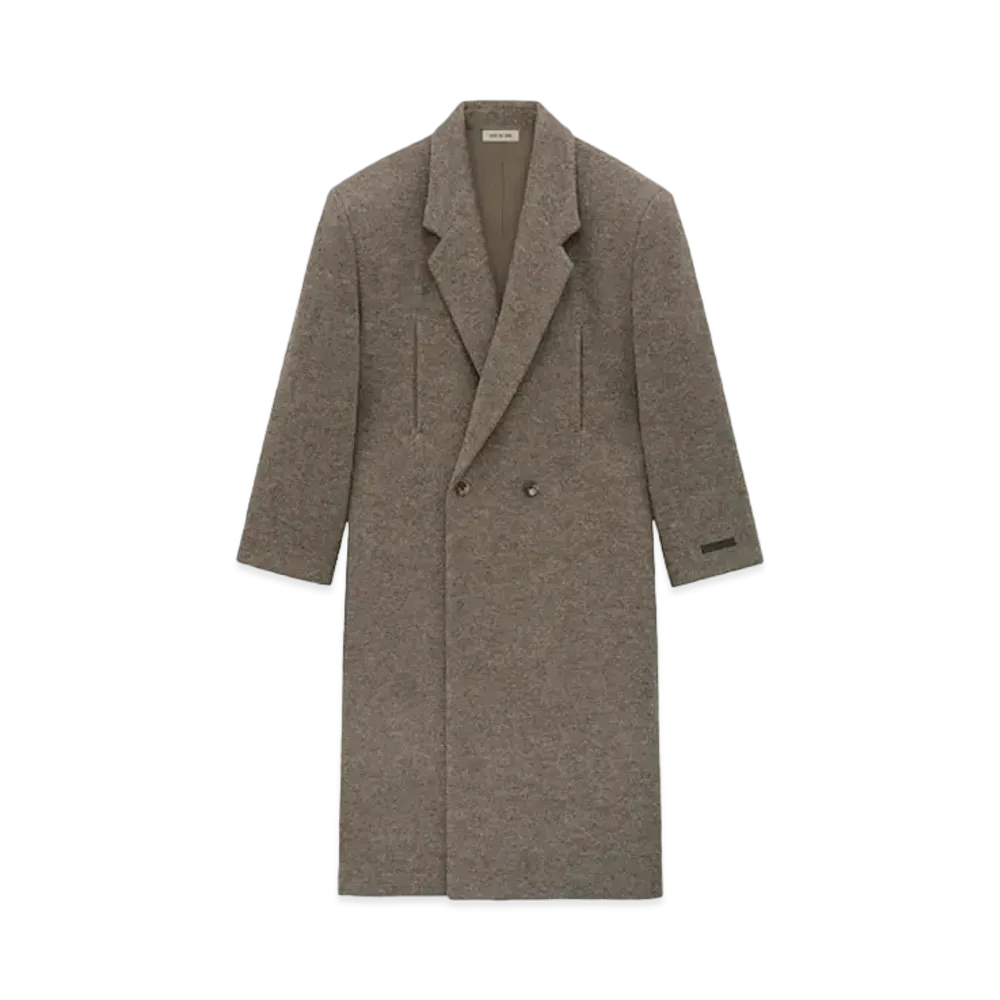 FEAR OF GOD ESSENTIALS Boiled Wool Relaxed Overcoat "Wood"