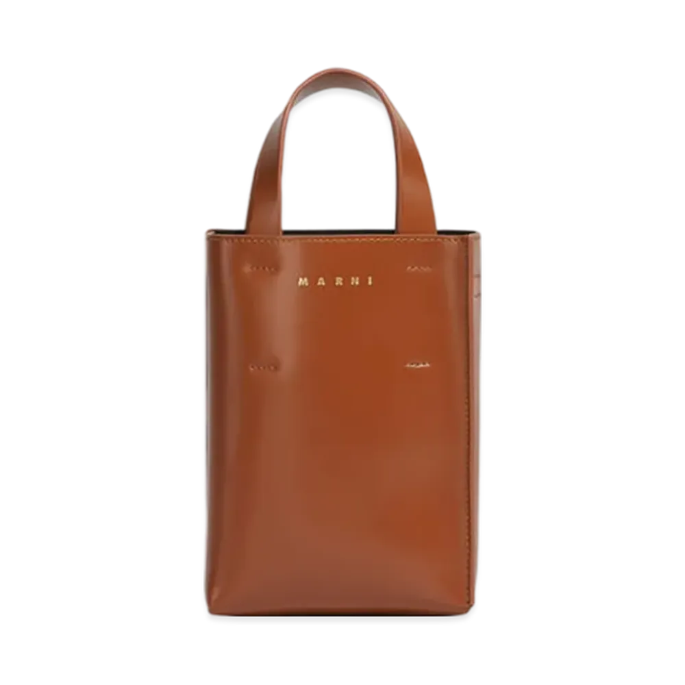 MARNI Leather Museo Nano Bag "Moka"