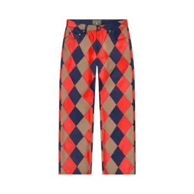 DENIM TEARS Lamb Leather Jacquard Patchwork Pant "Tan"