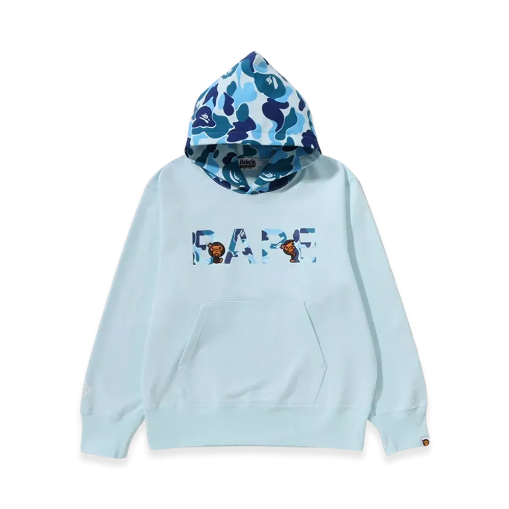 A BATHING APE ABC Camo Logo With Baby Lisa Pullover Hoodie "Blue"