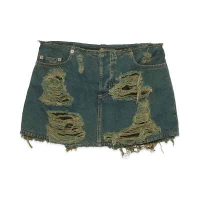 Acne Studios Distressed Denim Skirt "Blue/Green"