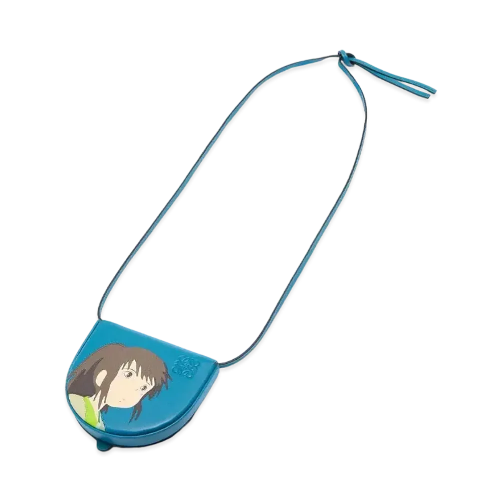 LOEWE x Spirited Away Chihiro Small Heel Pouch In Soft Calfskin "Lagoon Blue"