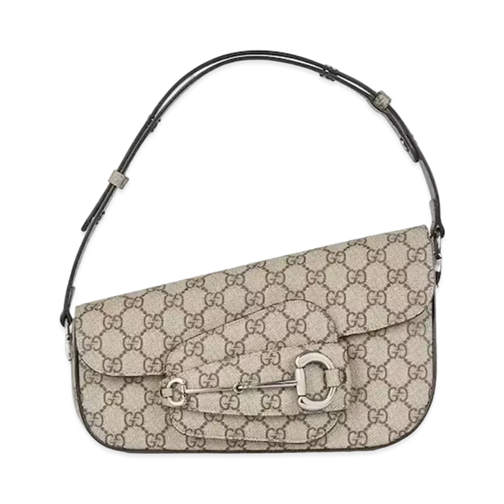 GUCCI Horsebit 1955 Small Shoulder Bag "Beige/Ebony"