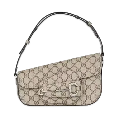GUCCI Horsebit 1955 Small Shoulder Bag "Beige/Ebony"