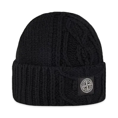 Stone Island N18D8 LAMBSWOOL WITH ARAN MOTIF "Black"