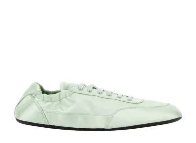 PRADA Women's Mind Green Satin Collapse Sneakers "Aqua"