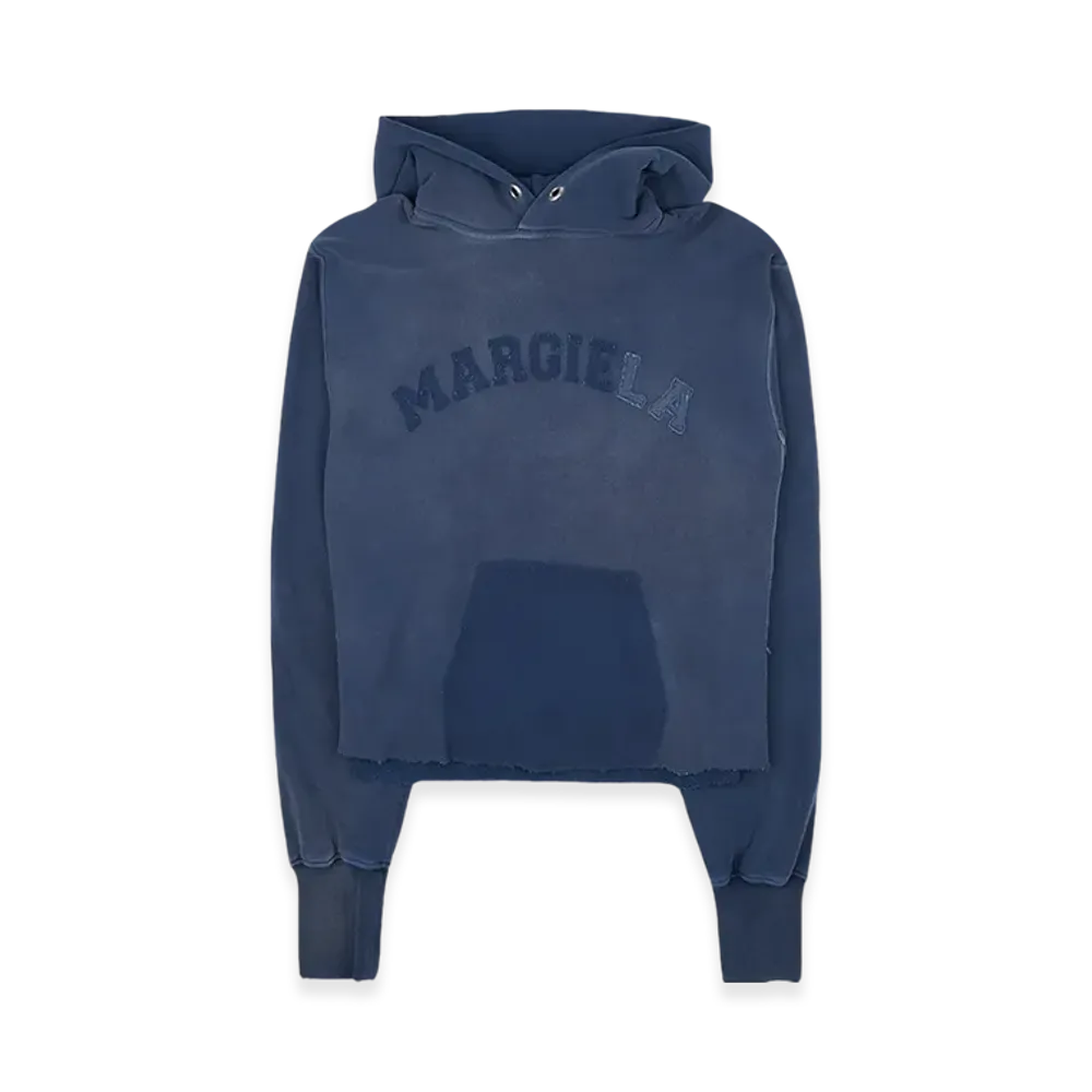 Maison Margiela Women's Logo Vintage Cotton Cropped Hoodie "Blue"
