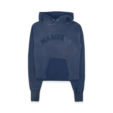 Maison Margiela Women's Logo Vintage Cotton Cropped Hoodie "Blue"