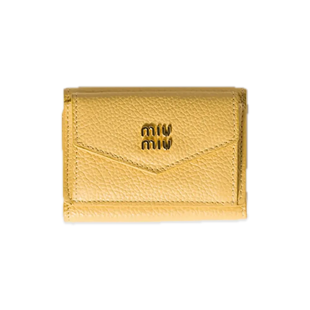 MIU MIU Vitello Daino Leather Wallet "Yellow"