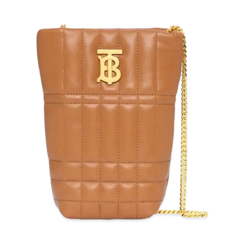 Burberry Micro Quilting Lambskin Lola Bucket Bag "Maple Brown"