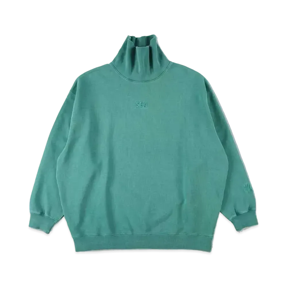 WIND AND SEA SEA (PIGMENT-DYE) TURTLE NECK SWEAT SHIRT "Green"