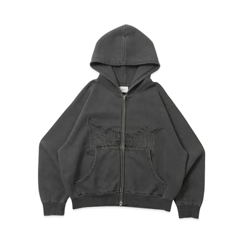 BLESS U Bless U Pigment Zip Hoodie "Black"