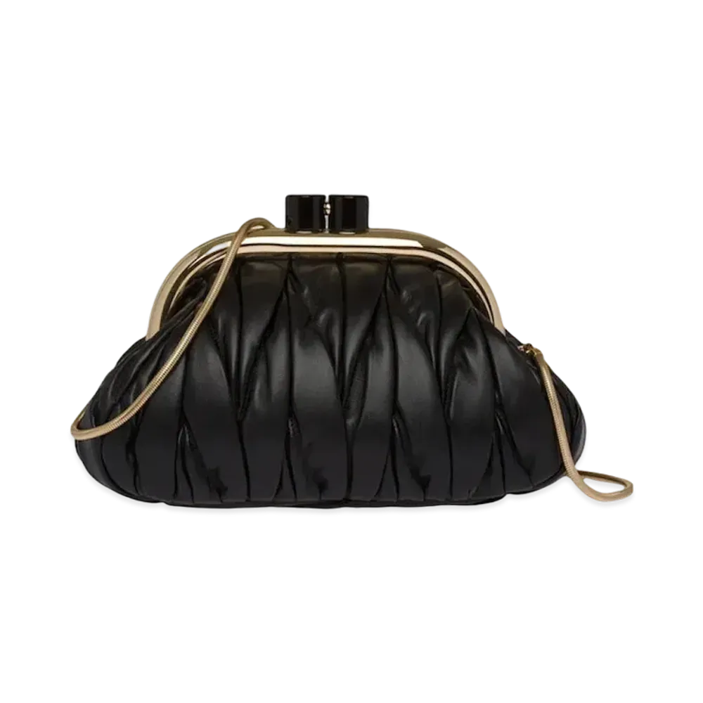MIU MIU Miu Bernappa Leather Clutch "Black"