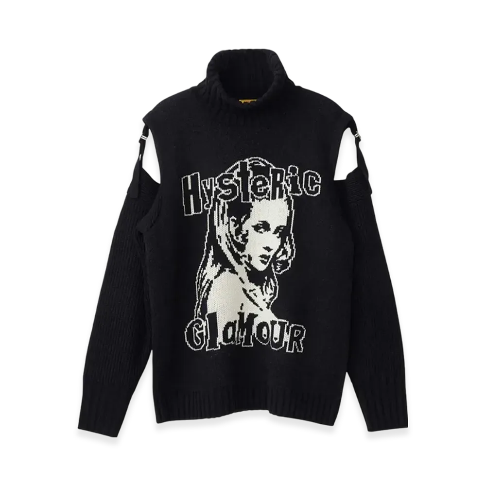 HYSTERIC GLAMOUR Quiet Punk Jacquard Turtle Neck Pullover "Black"
