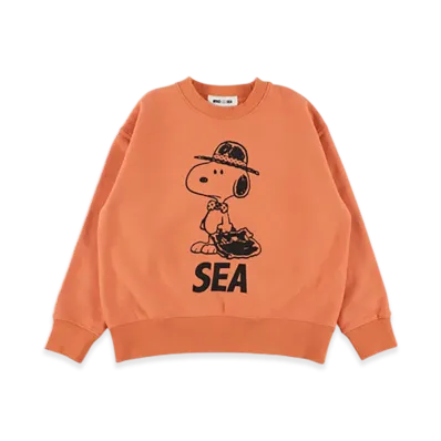 WIND AND SEA x SMOOTHY Snoopy Washed Kids Crewneck Sweatshirt "Orange"