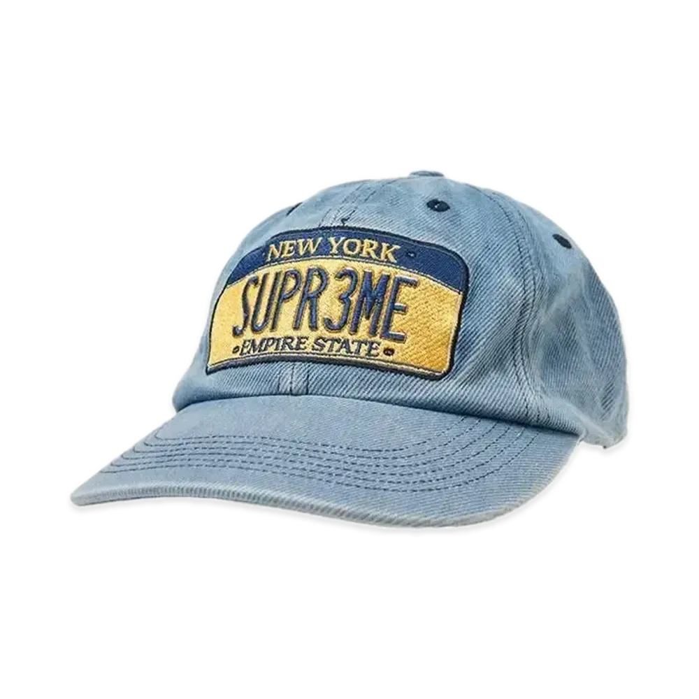 Supreme License Plate 6-Panel "Washed Blue"