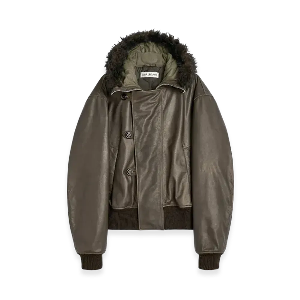 OUR LEGACY Compel Jacket "Olive Waxy Cattle Hide"