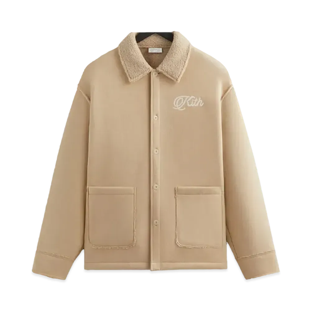 Kith Faux Shearling Long Sleeve Boxy Collared Overshirt "Stolid"