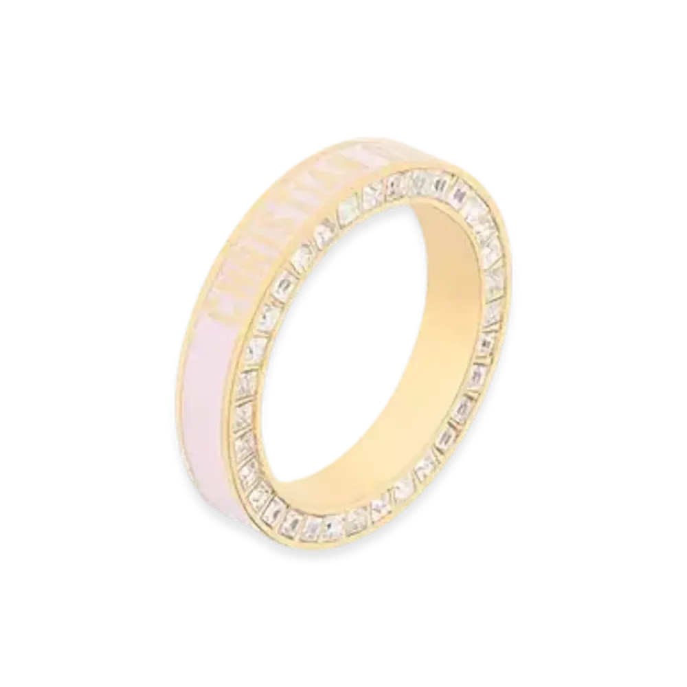 Dior Night Code Ring Metal with Crystals and Lacquer "Gold/Pale Pink"