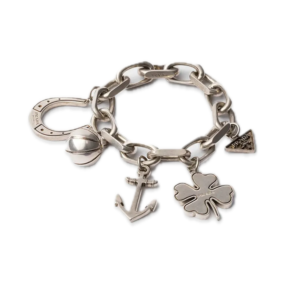 PRADA Metal Charm Bracelet "Gray"