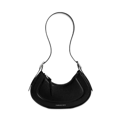 CHARLES & KEITH Petra Curved Shoulder Bag "Noir"