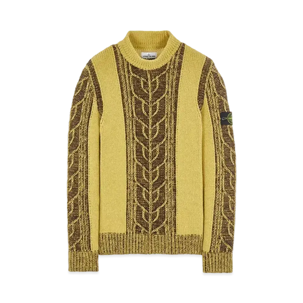 Stone Island 569D4 LAMBSWOOL WITH ARAN MOTIF "Dark Beige"
