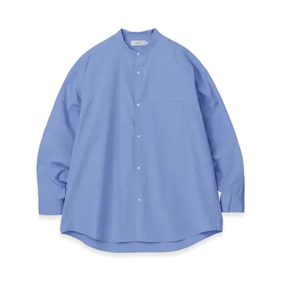 Graphpaper High Count Band Collar Round Cut Oversized Shirt "Blue"