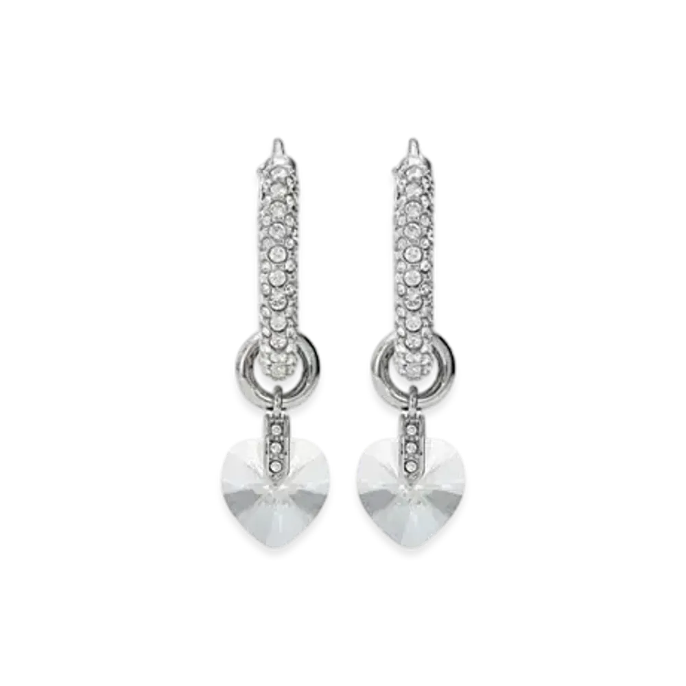 Jimmy Choo Heart Hoops Earrings "Silver/Crystal"