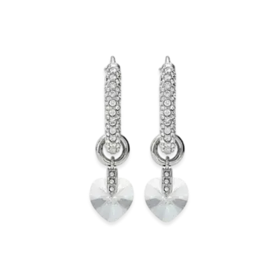 Jimmy Choo Heart Hoops Earrings "Silver/Crystal"