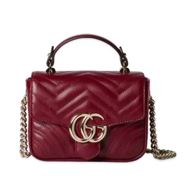 GUCCI GG Marmont Mini Top Handle Bag "Rosso Ancora"