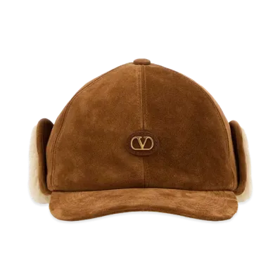Valentino Suede Baseball Cap "Caramel/Camel"