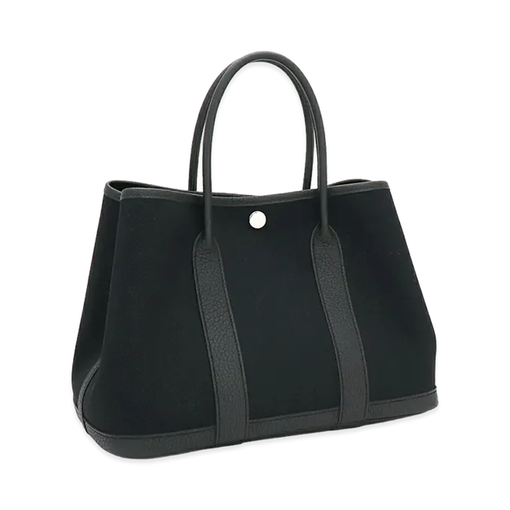 Hermes Women's Garden Party TPM 30 Toile Militaire Negonda Tote Bag "Noir"