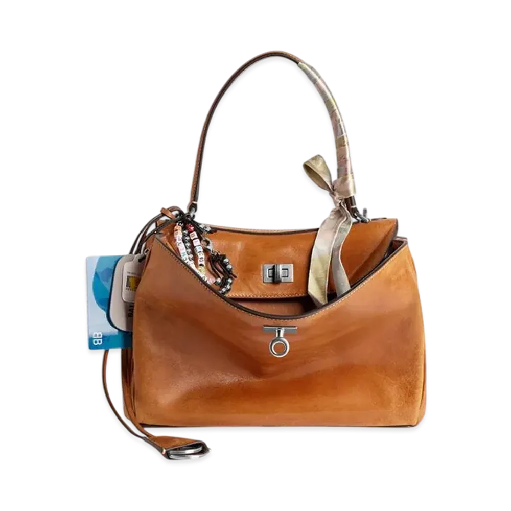 BALENCIAGA Rodeo Handbag Small with Charms "Tan Cowboy"