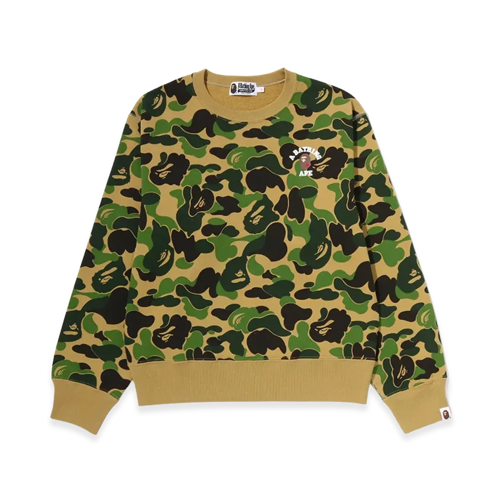 A BATHING APE Women's ABC Camo College Crewneck Sweatshirt "Green"