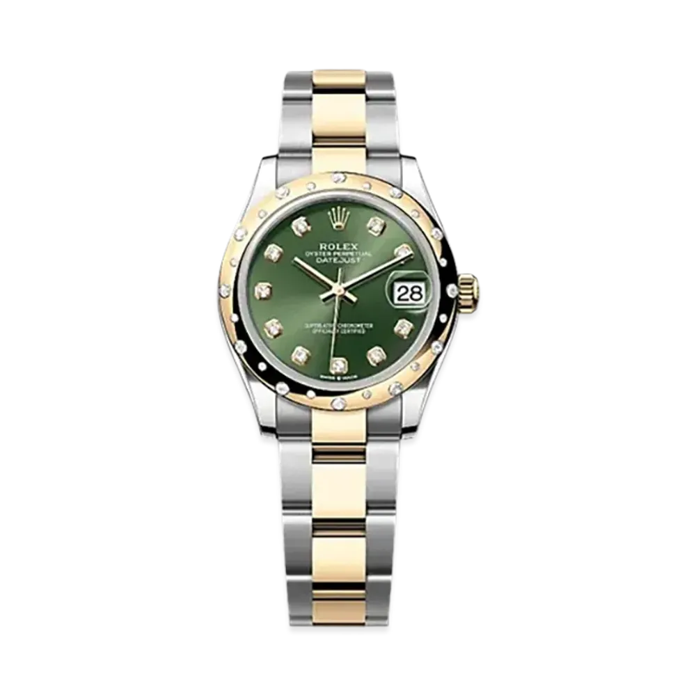 ROLEX Datejust 31mm Oystersteel & Yellow Gold Diamond 278343RBR "Olive Green"