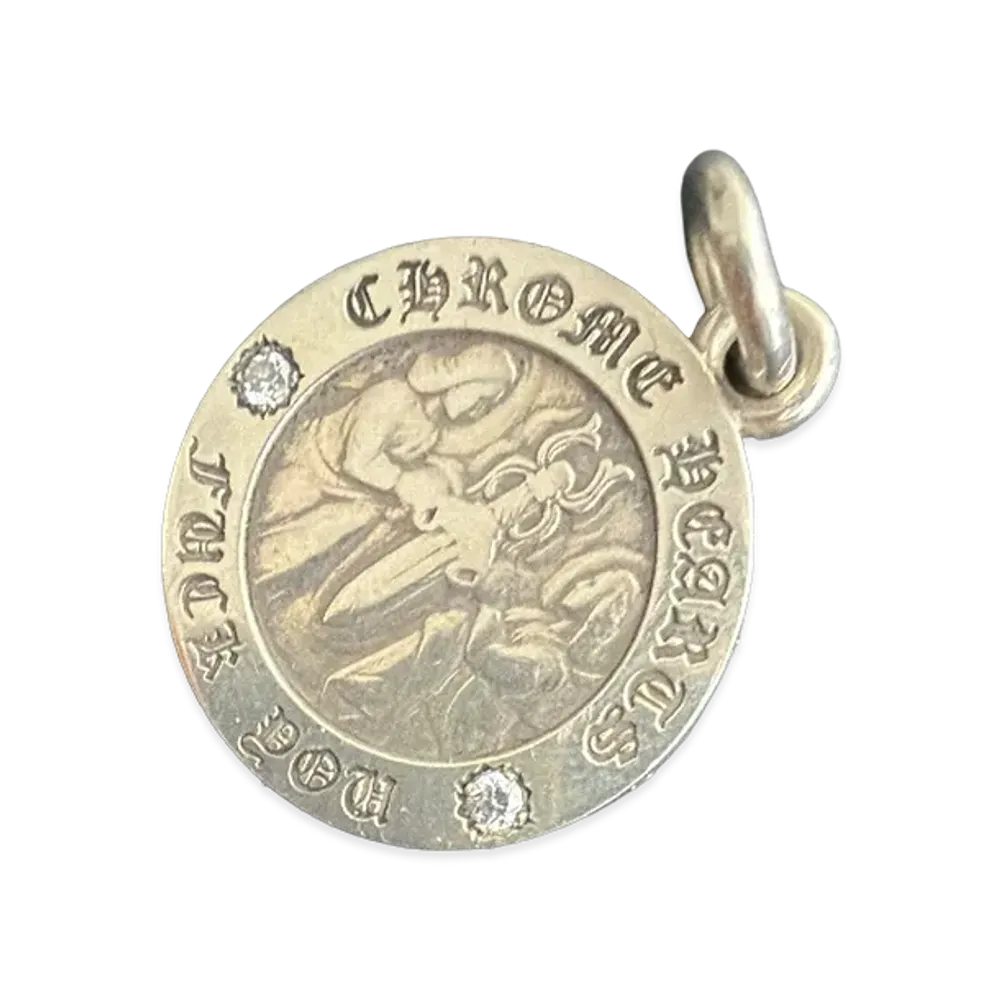 Chrome Hearts Angel Medal SV925 Pave Diamond Pendant Top "Silver"