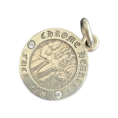 Chrome Hearts Angel Medal SV925 Pave Diamond Pendant Top "Silver"