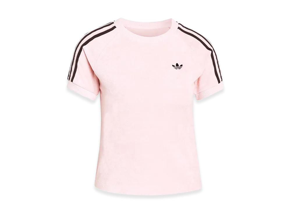 adidas Women's Terry Towel Cali Short Sleeve T-Shirt "Sandy Pink"