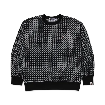 A BATHING APE Jacquard Relaxed Fit Crewneck Sweatshirt "Black"