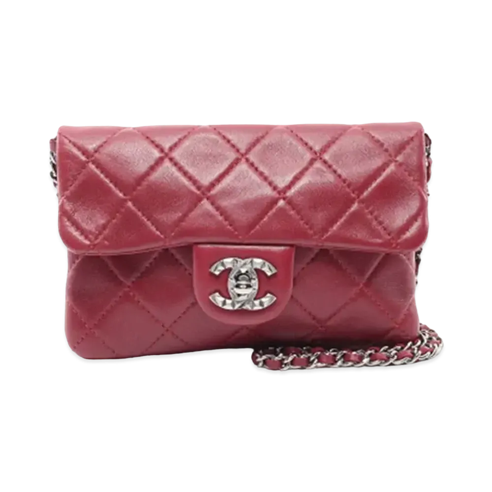 CHANEL Matrasse Lambskin Chain Shoulder Bag "Bordeaux"