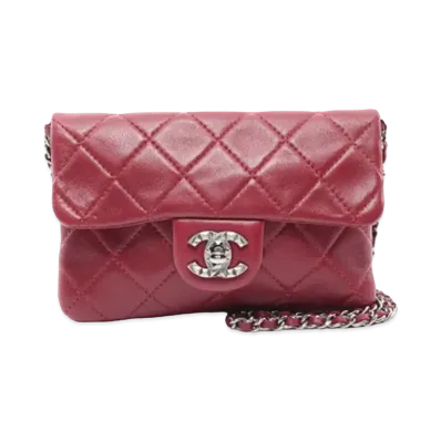 CHANEL Matrasse Lambskin Chain Shoulder Bag "Bordeaux"