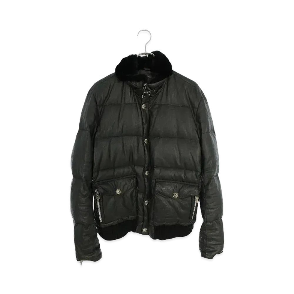 Chrome Hearts Ori Rug Fur Linen Coating Processing Down Jacket "Black"