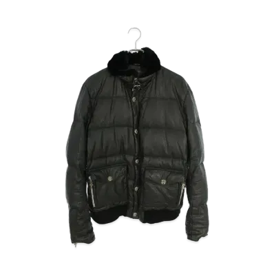 Chrome Hearts Ori Rug Fur Linen Coating Processing Down Jacket "Black"