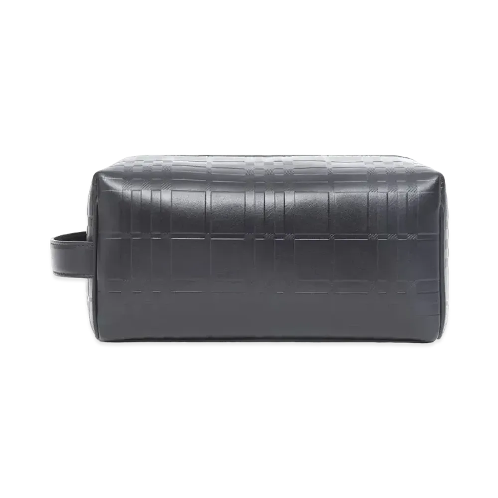 Burberry Emboss Check Leather Travel Pouch "Black"